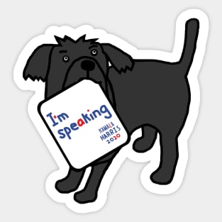 Small Dog with Kamala Harris VP Debate Quote Sticker